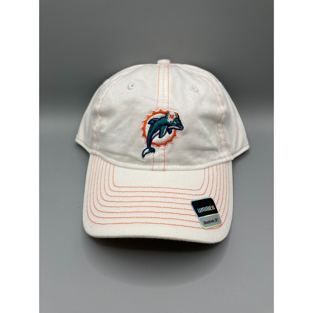 Miami Dolphins Reebok Women's Adjustable Hat NFL White Orange Slouch Cap NEW